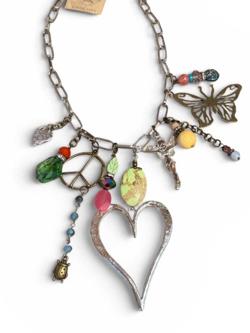 Gypsy Junk Original Bright Heart Chunky Charm Statement Necklace Version 2